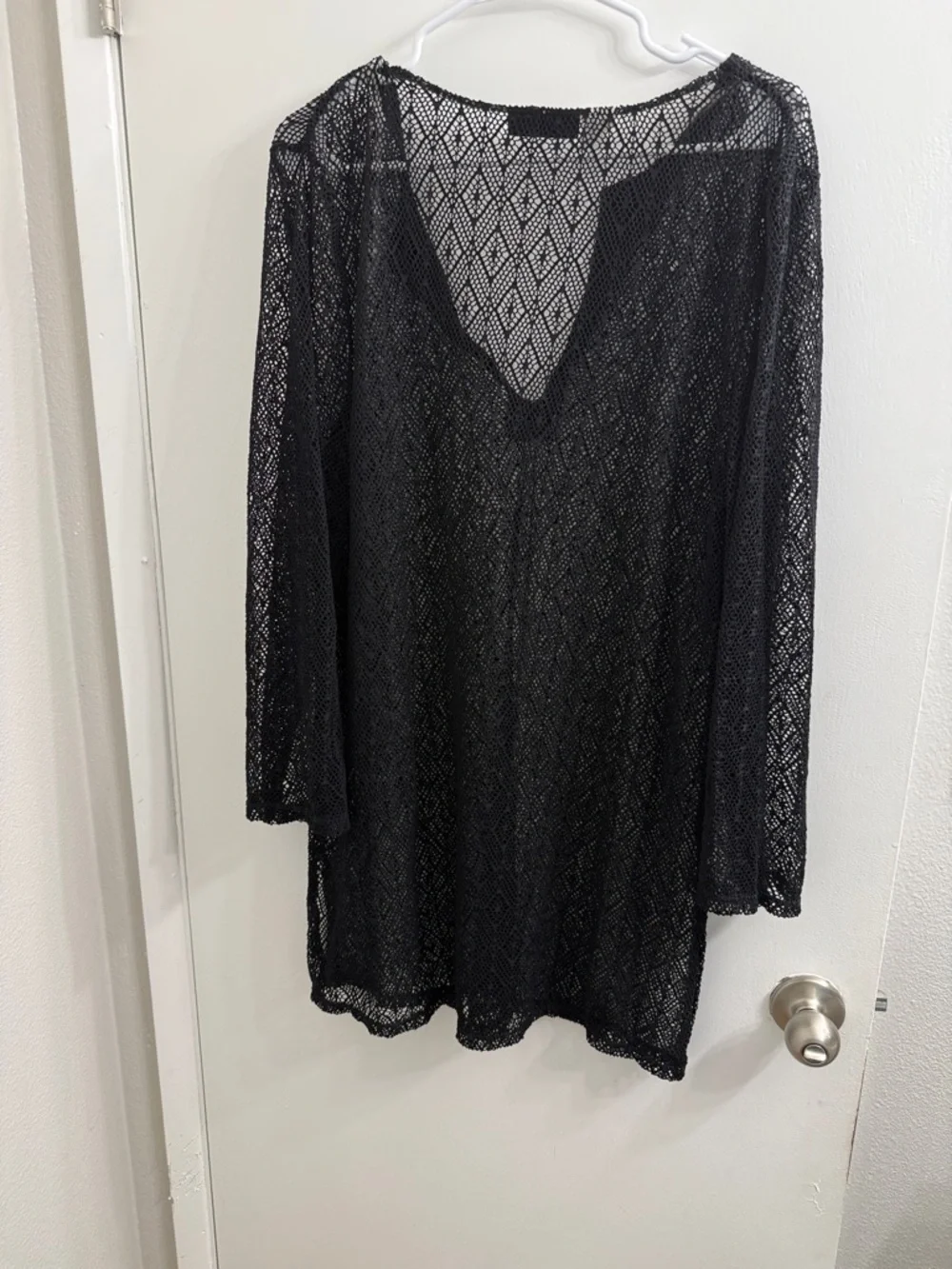 La Blanca Black Crochet Beach Cover-Up